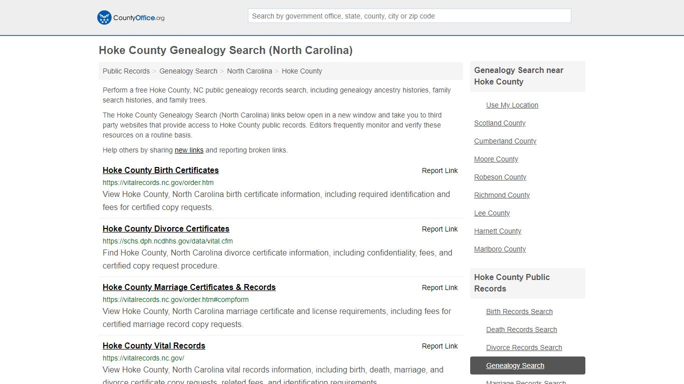 Genealogy Search - Hoke County, NC (Family History & Vital ...