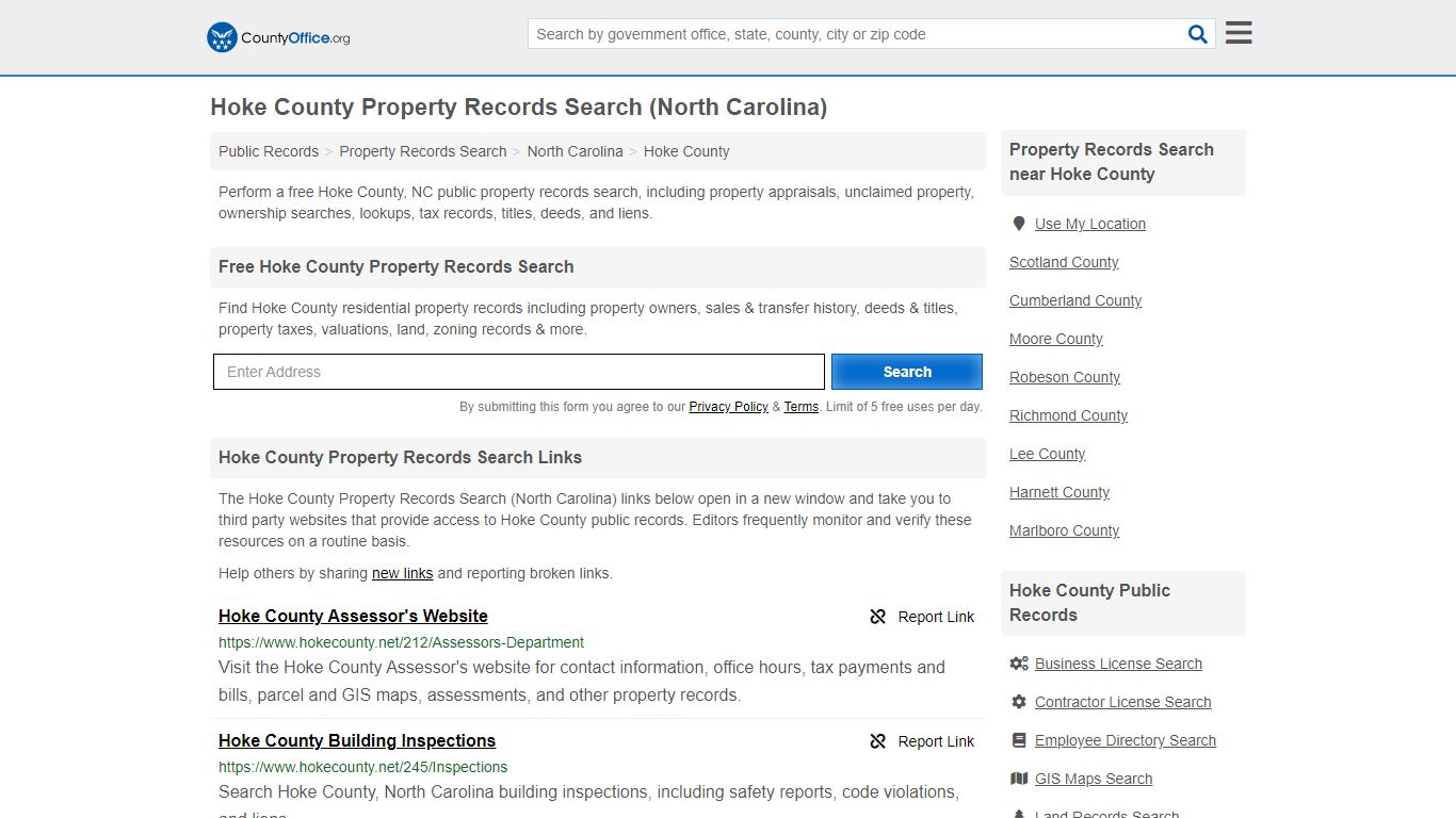 Property Records Search - Hoke County, NC (Assessments ...